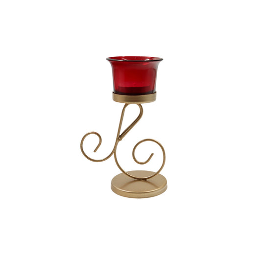 Hosley Metal Decorative Tealight Candle Holder for Home Decor, Gold, Pack of 1