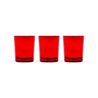 Hosley Set 3 Fragrance Metallic Red Glass Candle