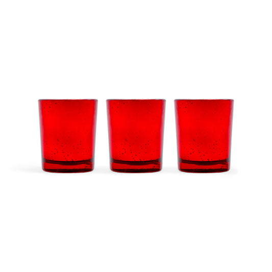 Hosley Set 3 Fragrance Metallic Red Glass Candle