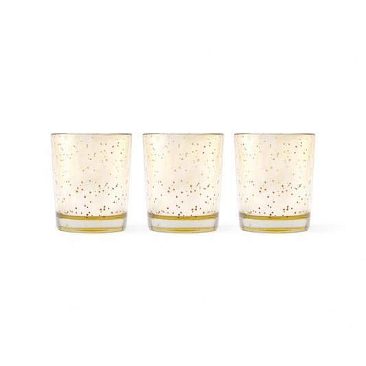Hosley Set 3 Fragrance Metallic Gold Glass Candle