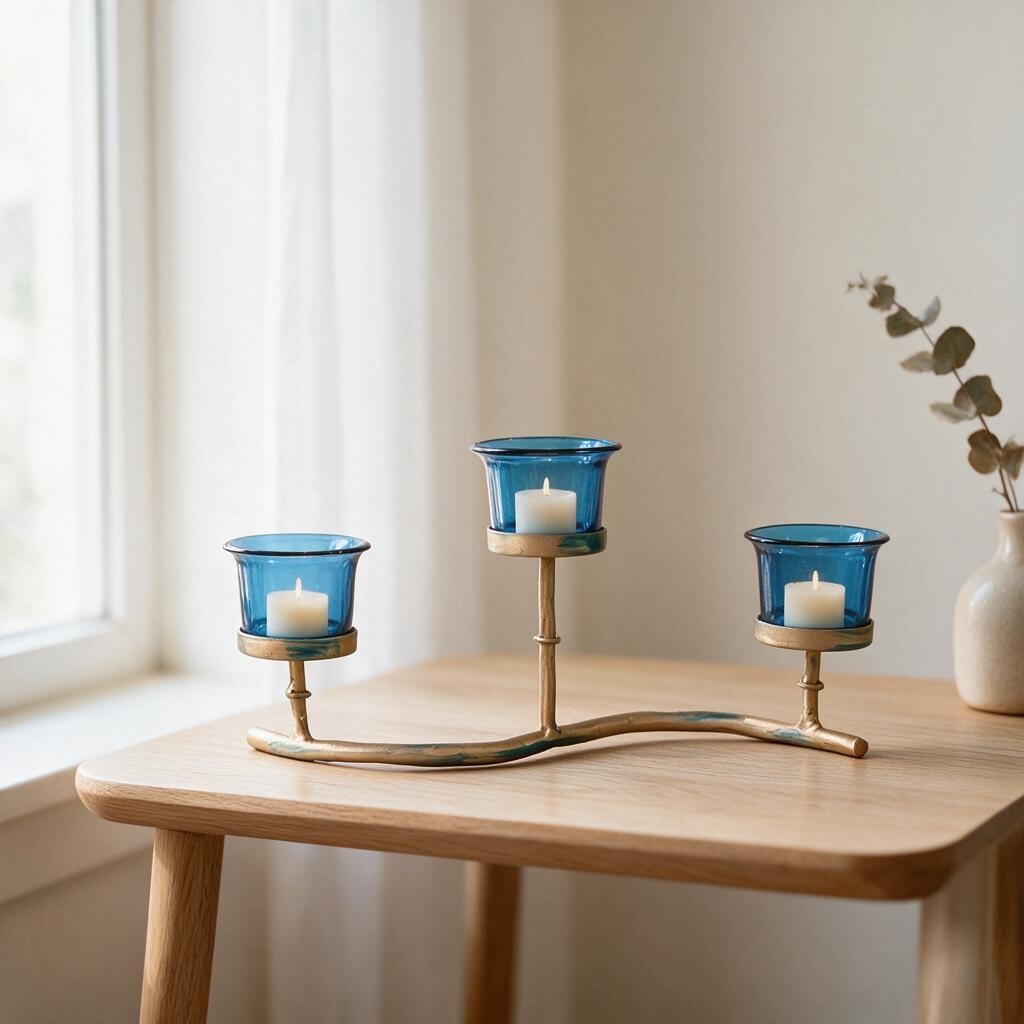 Hosley 3-Cup Colorful Glass Tealight Holder