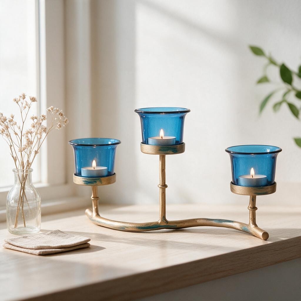 Hosley 3-Cup Colorful Glass Tealight Holder
