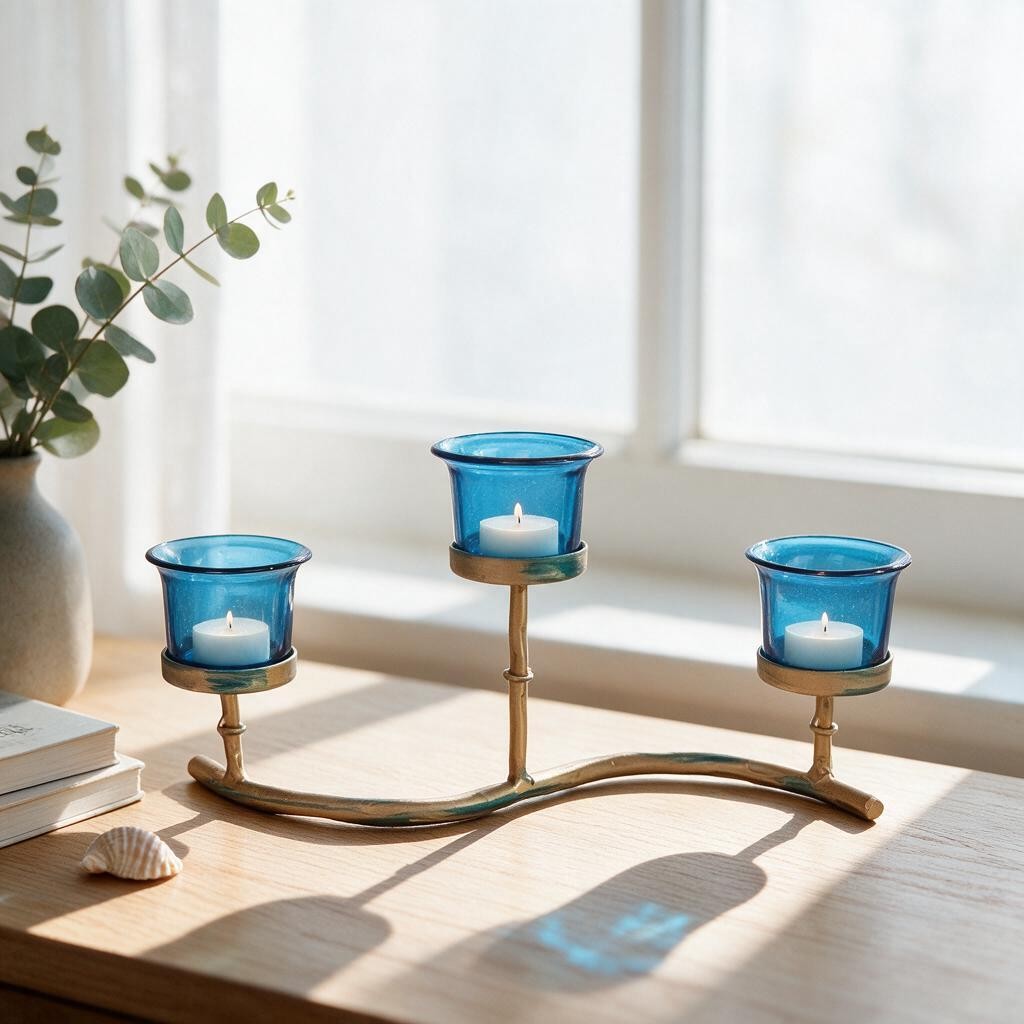Hosley 3-Cup Colorful Glass Tealight Holder