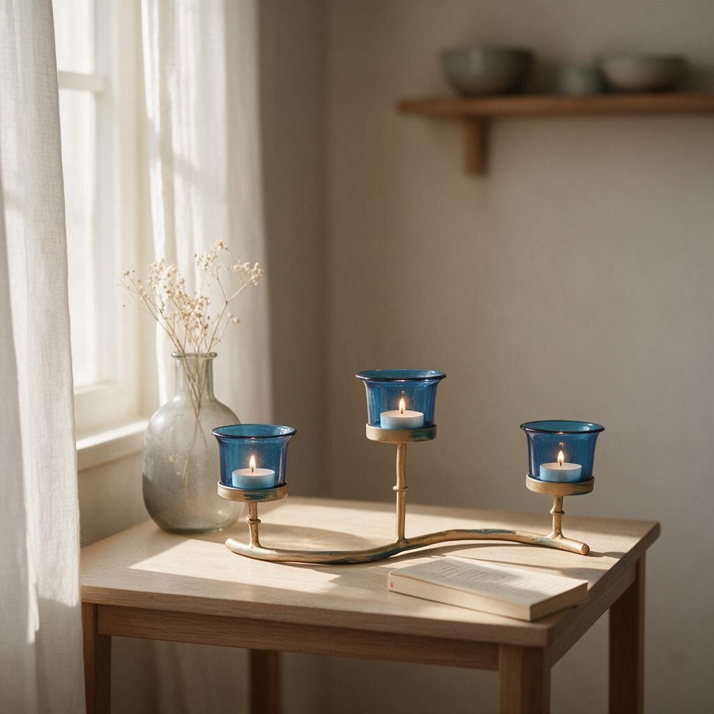 Hosley 3-Cup Colorful Glass Tealight Holder