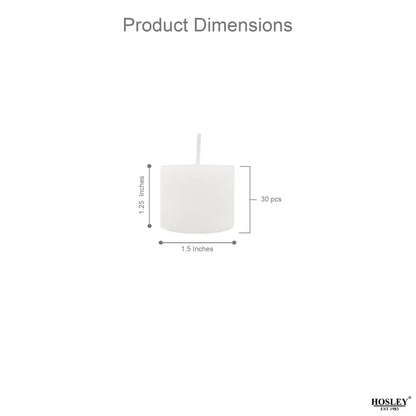 HOSLEY Unscented Votive Candles, Pack of 30, White