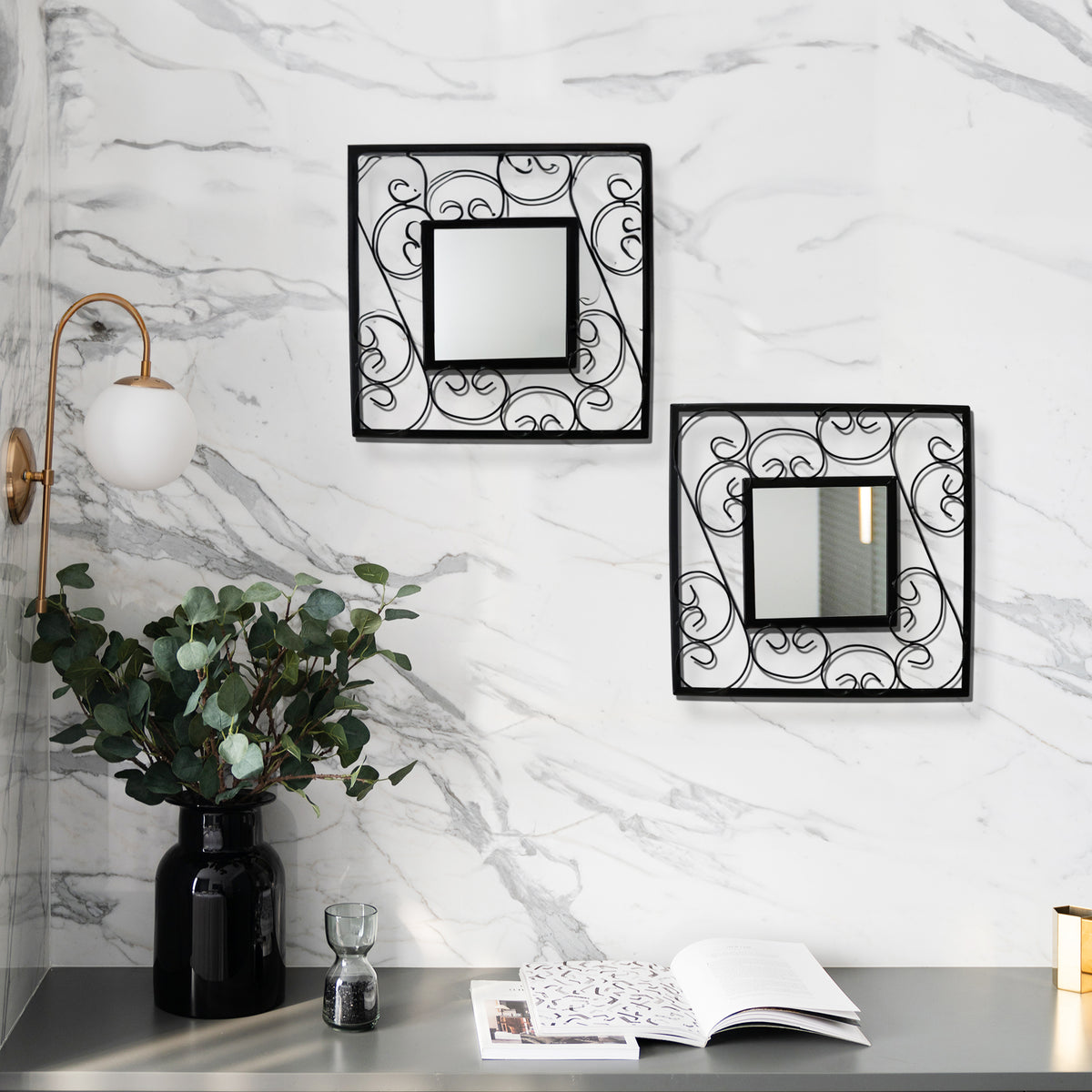 Hosley Set of 2 Square Decorative Wall Mirrors