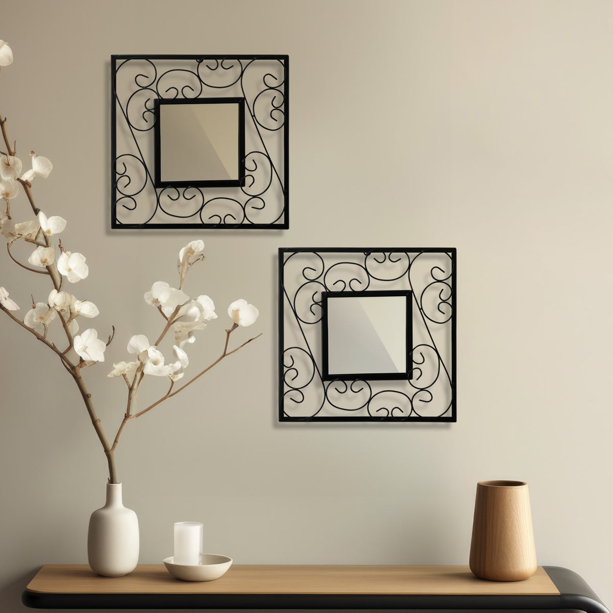 Hosley Set of 2 Square Decorative Wall Mirrors