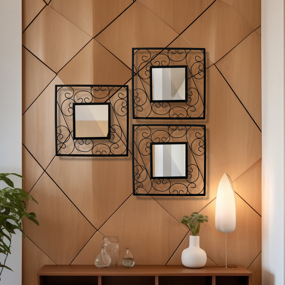 Hosley Set of 3 Decorative Square Wall Mirrors