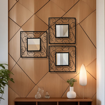Hosley Set of 3 Decorative Square Wall Mirrors