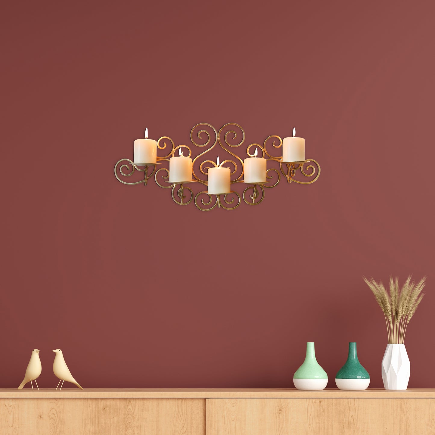 Hosley Metallic Gold Wall Sconce with Free Candles