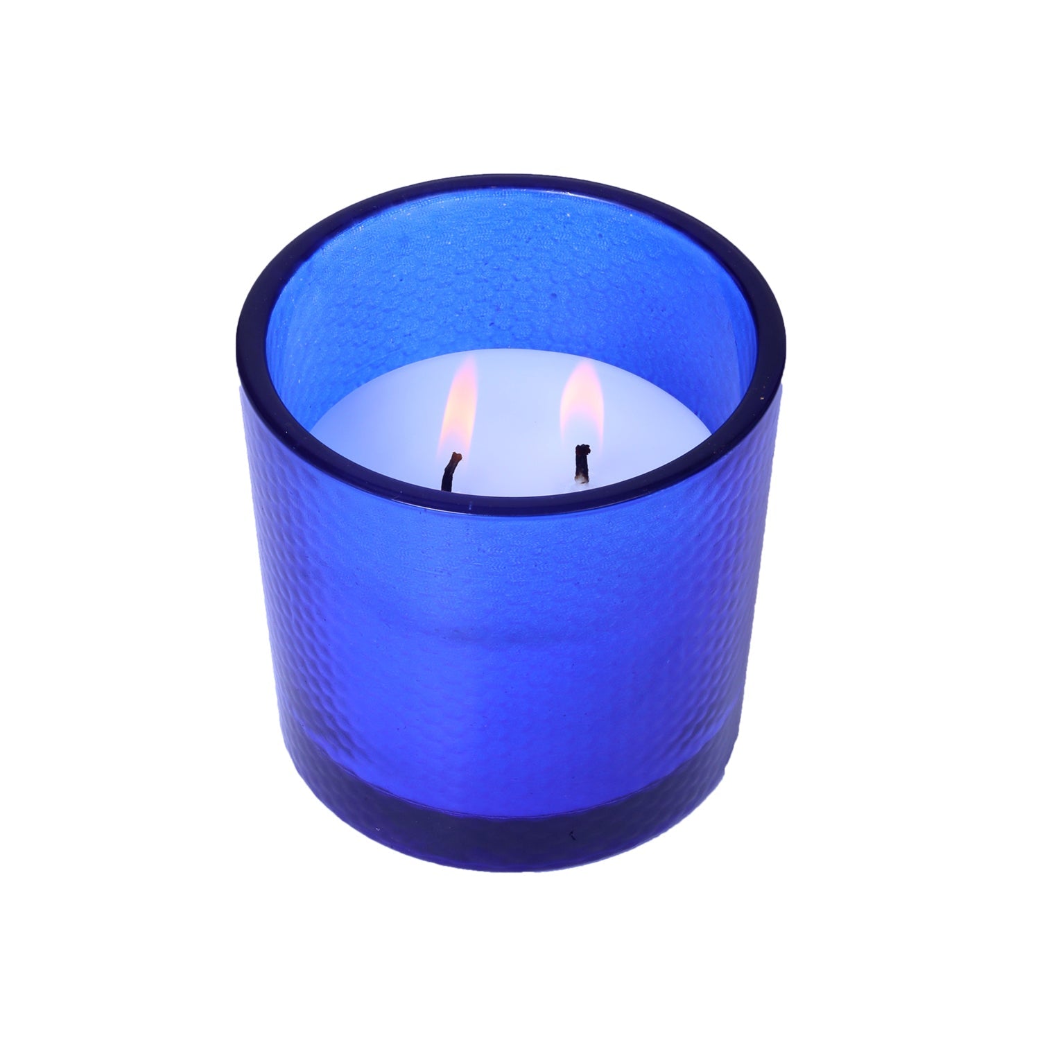 Hosley 2 Wick Unscented Glass Candle for Decoration for Home, Wedding, Birthday, Pack of 1, Blue