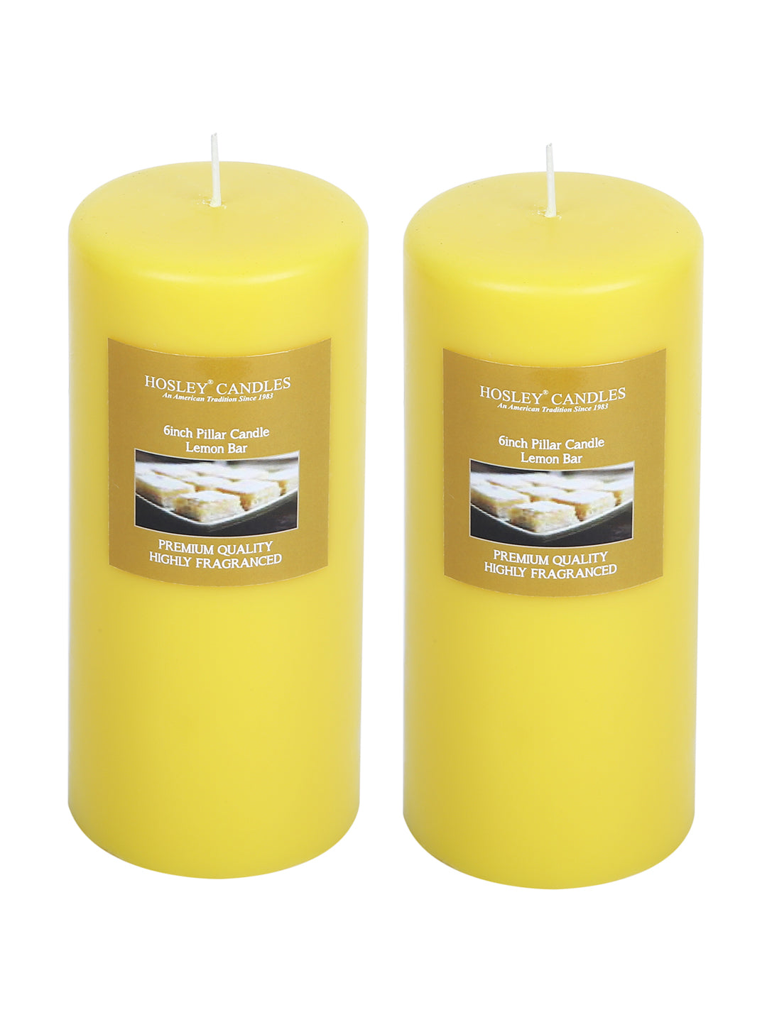 Hosley Set of 2 Lemon Bar 6Inchs Pillar Candles