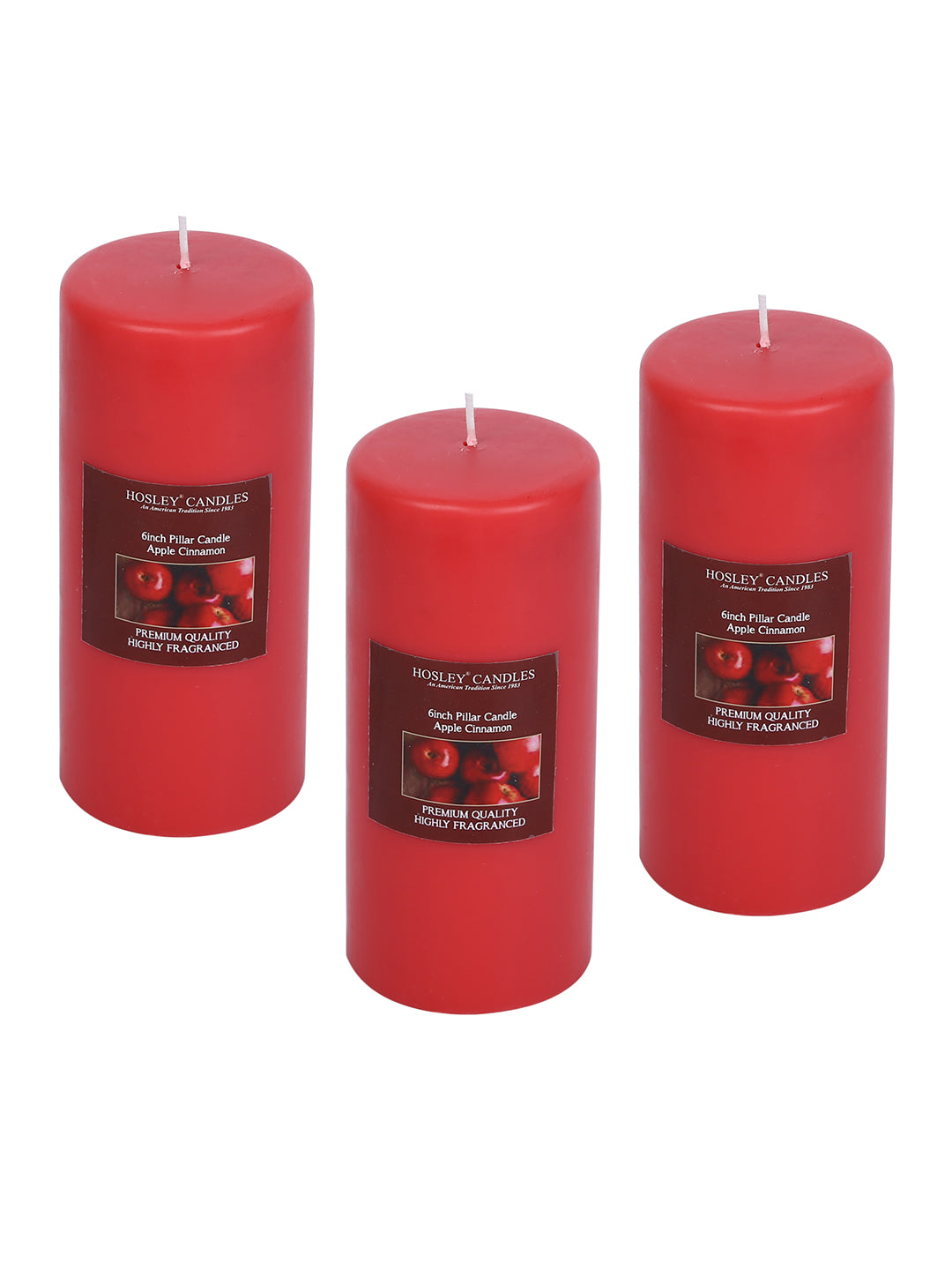 Hosley Set of 3 Apple Cinnamon 6Inchs Pillar Candles