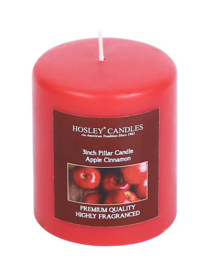 Hosley Set of 3 Apple Cinnamon 3Inchs Pillar Candles