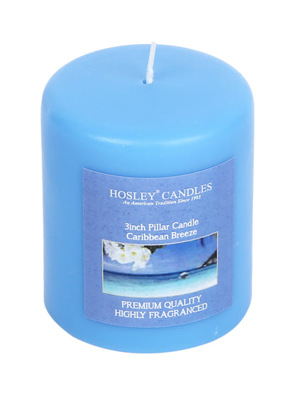 Hosley Set of 3 Caribbean Breeze 3Inchs Pillar Candles
