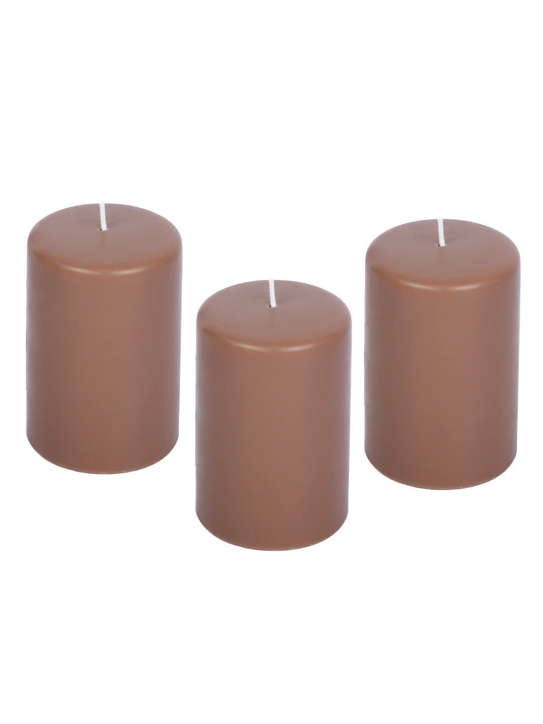 Hosley Set of 3 Rustic Sandalwood 4Inchs Pillar Candles