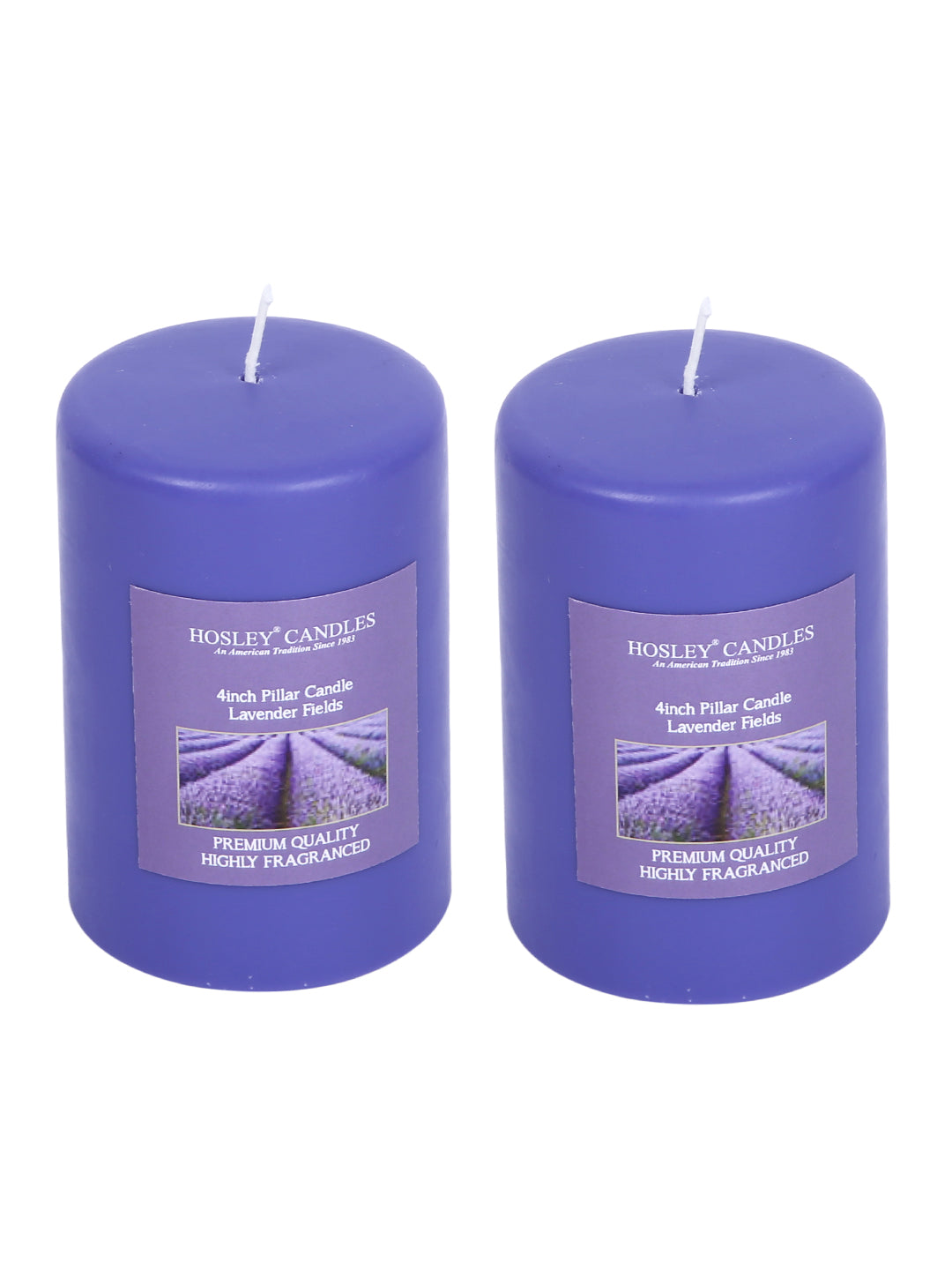 Hosley Set of 2 Lavender Fields 4Inchs Pillar Candles