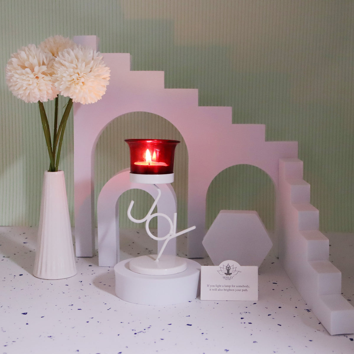 Hosley White Tabletop Tealight Holder