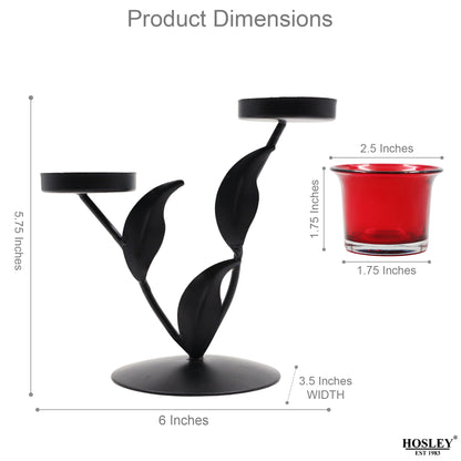 Hosley Black and Red Tealight Candle holder / Table Décor with free Tealight - Pack of 1