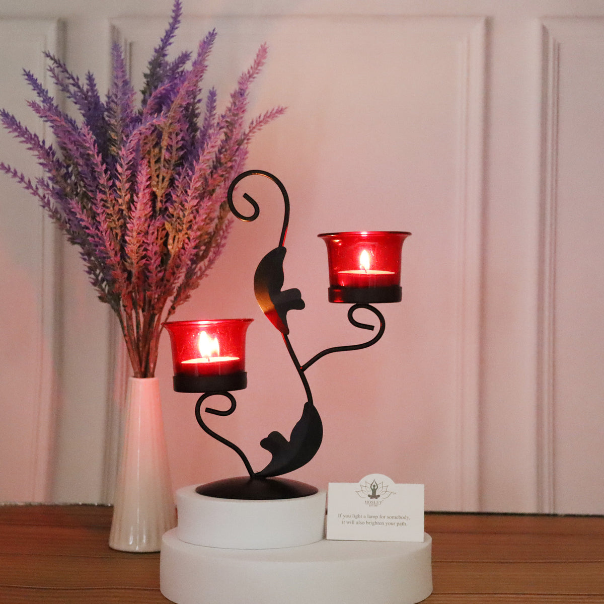 Hosley Black Tealight Candle holder / Table Décoration with free Tealight - Pack Of 1