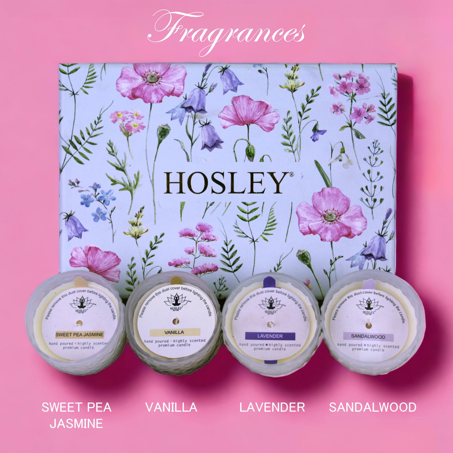 Hosley® Set of 4 Fragrance Frosted Glass Candles with Ceramic Incense Stick Holder Gift Set