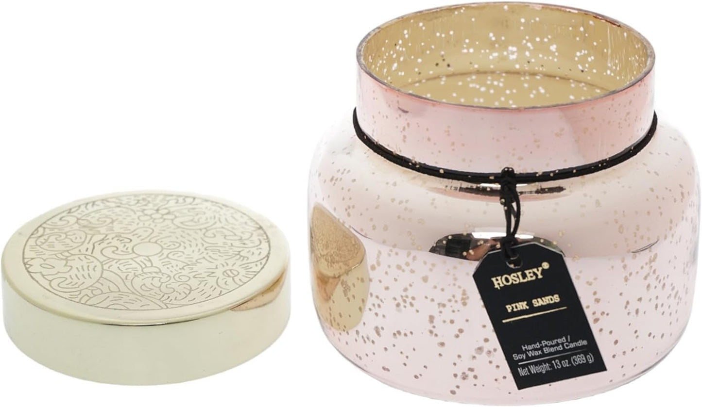 Hosley Pink Sand Fragrance Jar Candle with Metal Lid