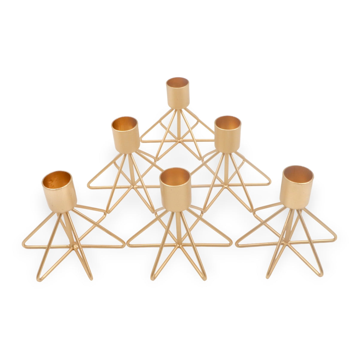 HOSLEY Metal Taper Candle Holders, Pack of 6, Gold