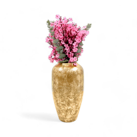 HOSLEY Flower Vase for Living Room |Vases for Home Decor| Metal Big Size Pots for Home Decoration| Table Pot for Corner| Decoration and Craft|11 Inch High (Gold)