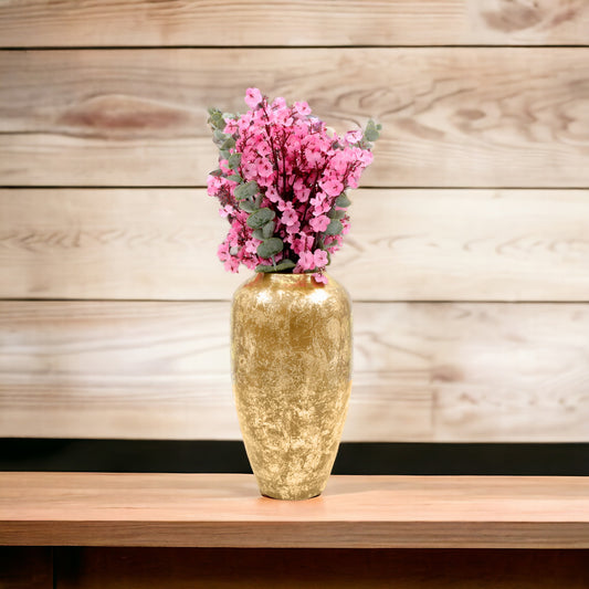 HOSLEY Flower Vase for Living Room |Vases for Home Decor| 11 Inch High (Gold)