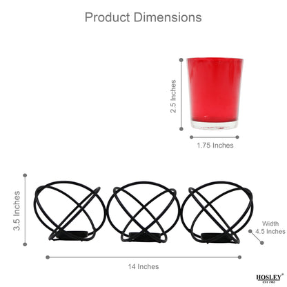 Hosley 3 Cup Decorative Tealight Holder with Red Glass