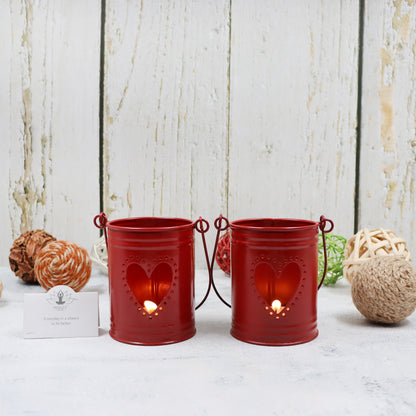 Hosley Set Of 2, 4-Inch Red Heart Shape Bucket