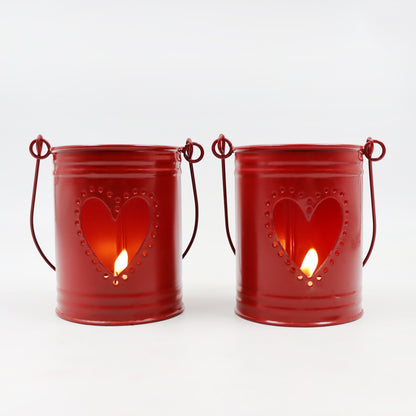 Hosley Set Of 2, 4-Inch Red Heart Shape Bucket