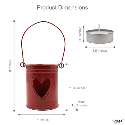 Hosley Set Of 2, 4-Inch Red Heart Shape Bucket