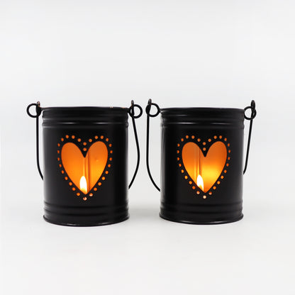 Hosley Set Of 2, 4-Inch Black/Gold Heart Shape Bucket