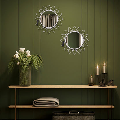 Hosley Decorative Modern Designer Round Wall Mirror (Set of 2)