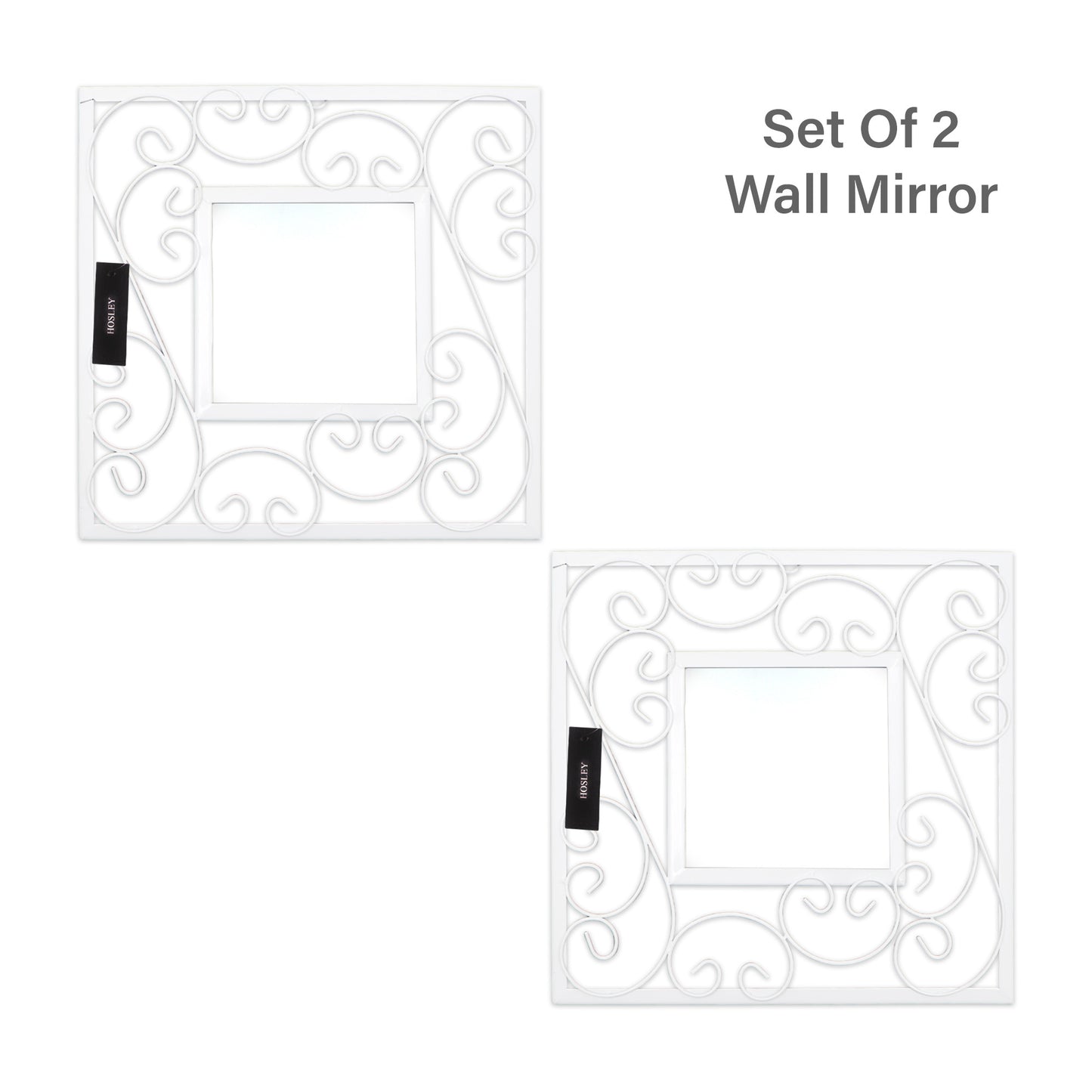 Hosley Decorative Modern Designer Square Wall Mirror (Pack of 2)