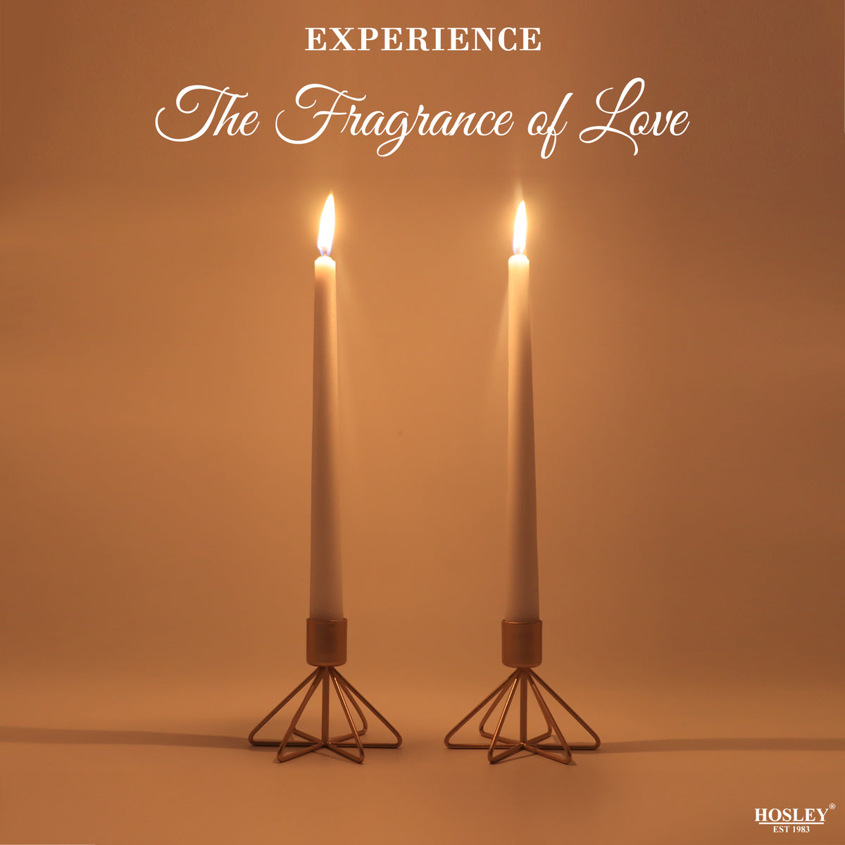 HOSLEY Metal Taper Candle Holders with 4 Taper Candles, Pack of 2, Gold