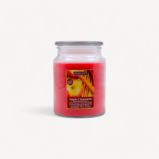 Hosley® Apple Cinnamon Highly Fragranced, 18 Oz wax, Large Jar Candle