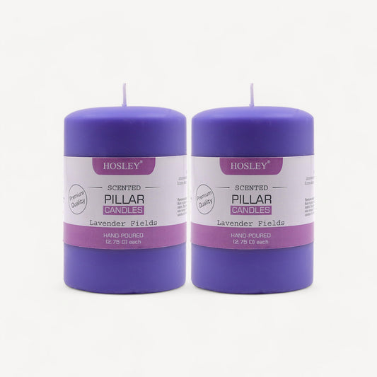 Hosley Set of 2 Lavender Fields 4Inchs Pillar Candles