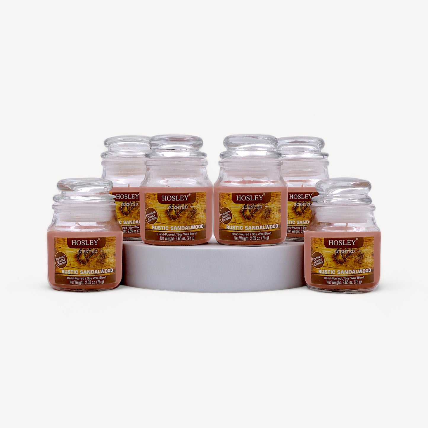 Hosley® Rustic Sandalwood Jar Candles - Set of 6