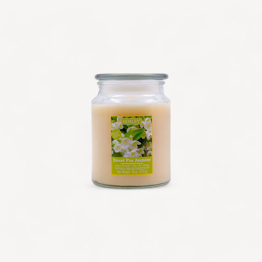 Hosley® Sweet Pea Jasmine Highly Fragranced, 18 Oz wax, Large Jar Candle