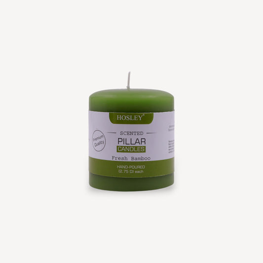 Hosley® Fresh Bamboo Highly Fragranced 3inch Pillar Candle