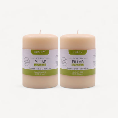 Hosley Set of 2 Sweeet Pea Jasmine 4Inchs Pillar Candles