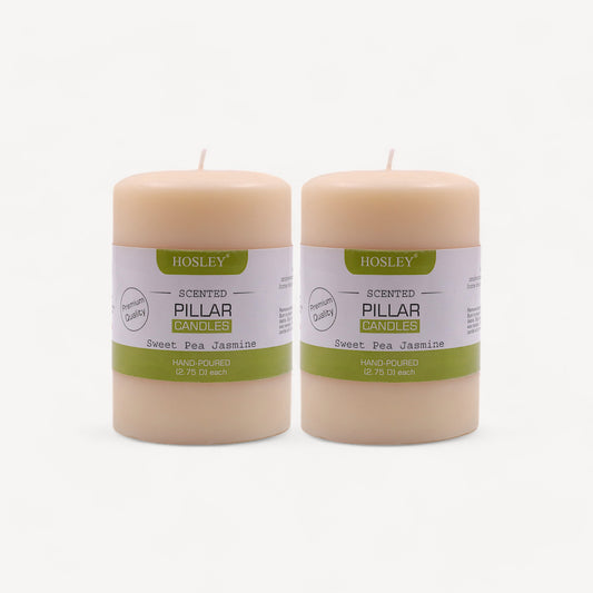 Hosley Set of 2 Sweeet Pea Jasmine 4Inchs Pillar Candles