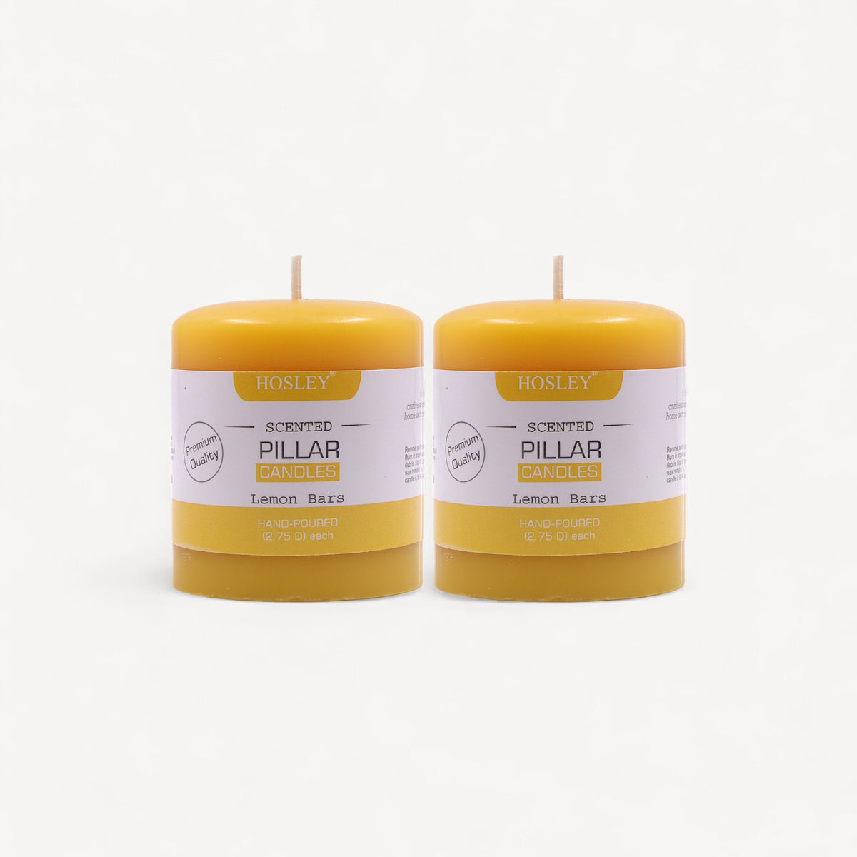 Hosley Set of 2 Lemon Bar 3Inchs Pillar Candles