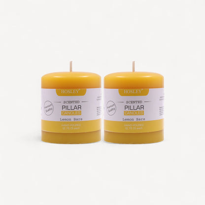 Hosley Set of 2 Lemon Bar 3Inchs Pillar Candles