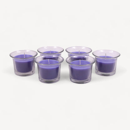 Hosley Highly Fragranced Lavender Filled Votive Glass Candle Holder - Pack of 6, Purple