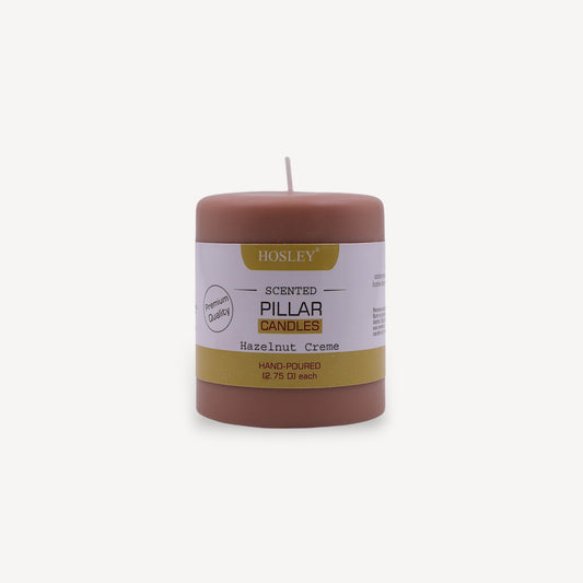 Hosley® Hazelnut Creme Highly Fragranced 3inch Pillar Candle