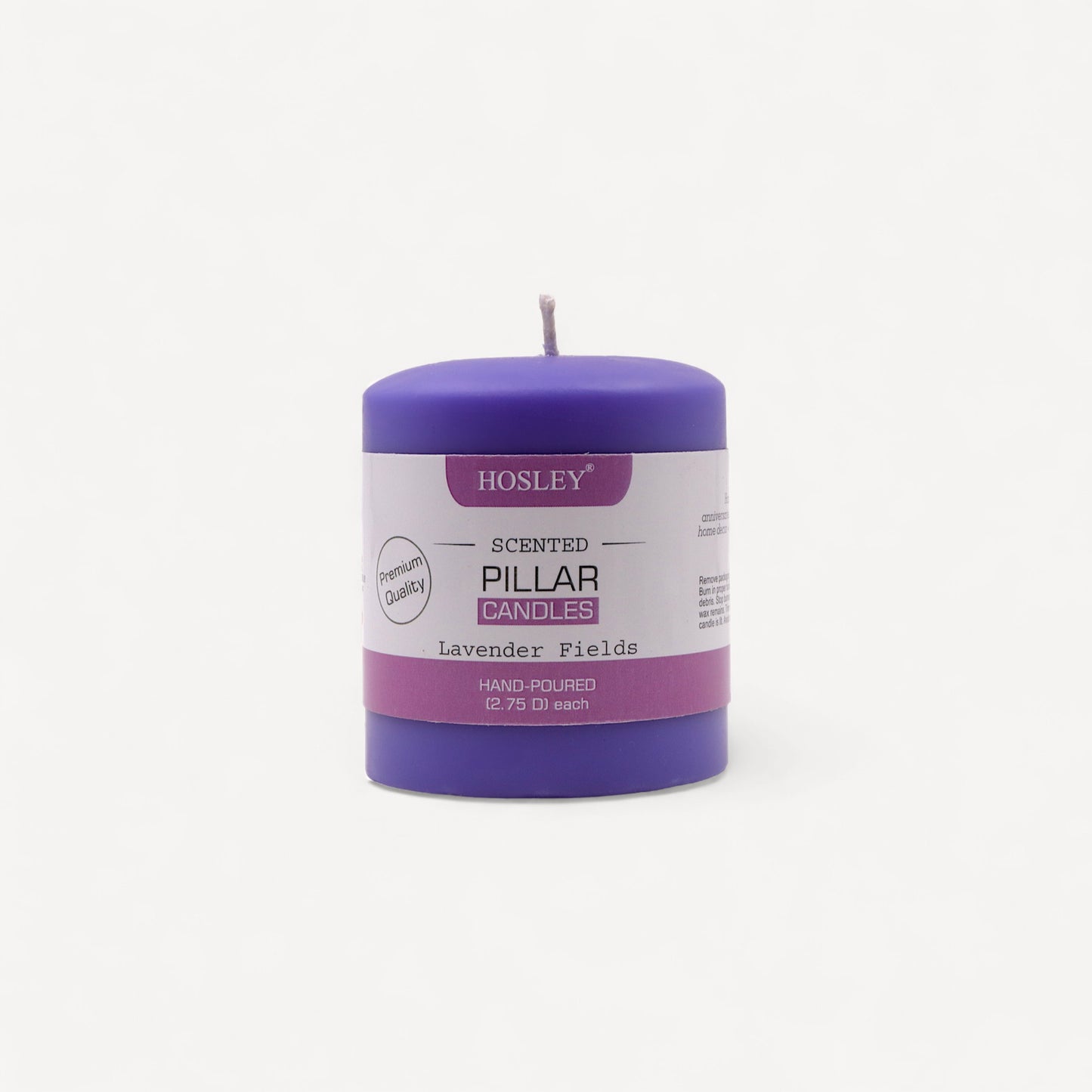 Hosley® Lavender Fields Highly Fragranced 3inch Pillar Candle