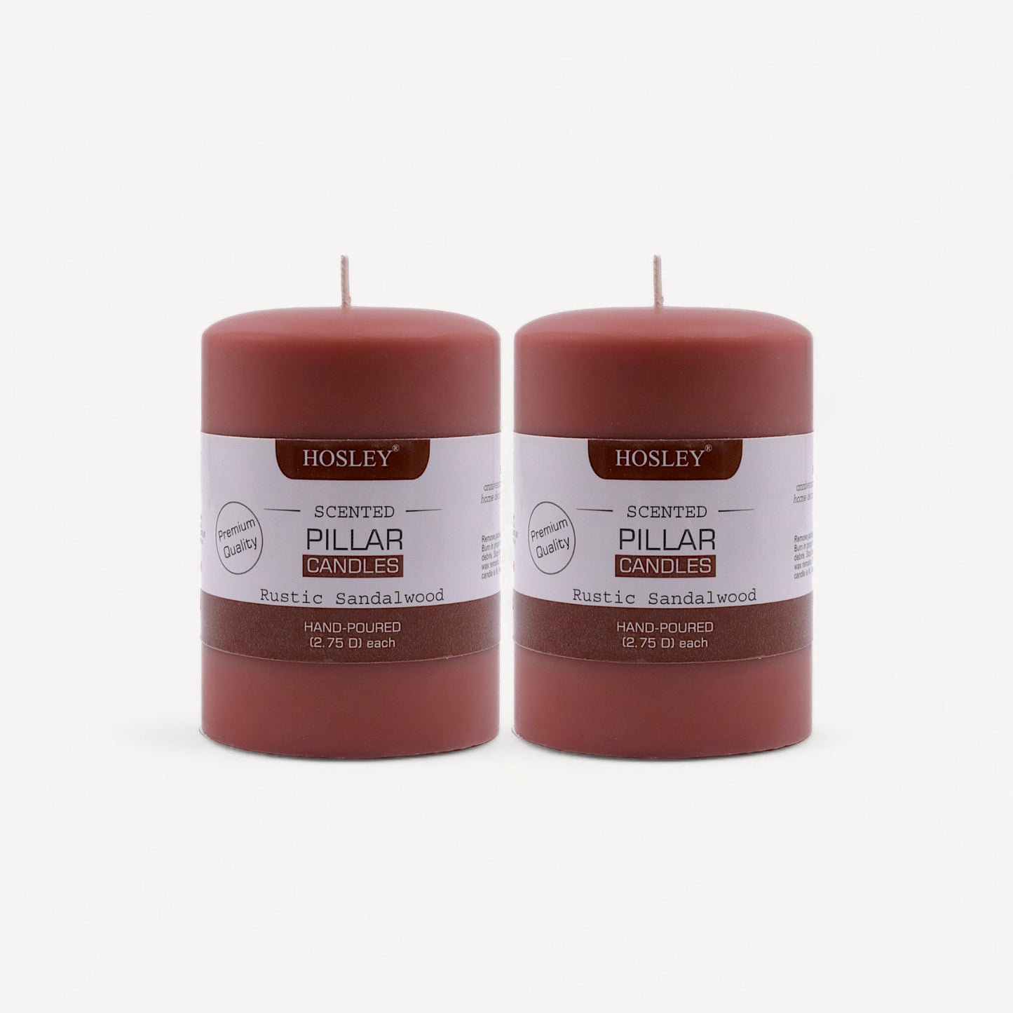 Hosley Set of 2 Rustic Sandalwood 4Inchs Pillar Candles